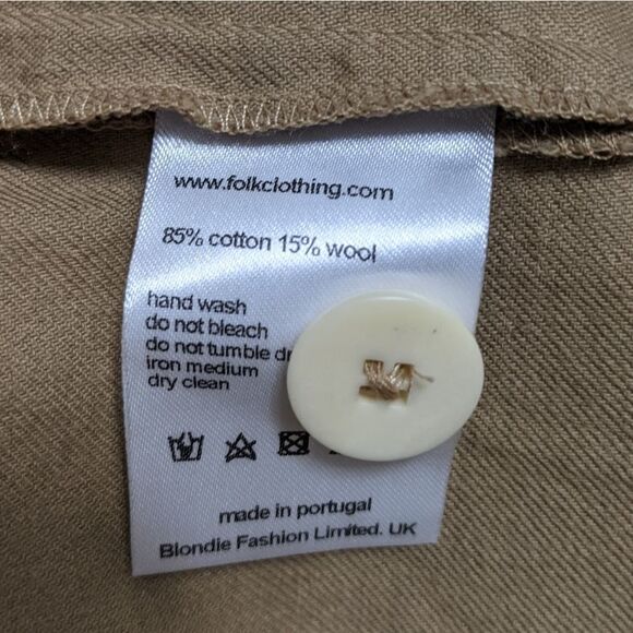 FOLK CLOTHING Cotton Wool Pleated Wide Leg Trousers - Picture 5 of 8